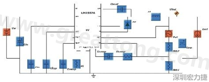 參考圖1的電流通路：把FET在導(dǎo)通狀態(tài)下流經(jīng)的通路標(biāo)記為紅色；把FET在關(guān)斷狀態(tài)下的迴路標(biāo)記為綠色。